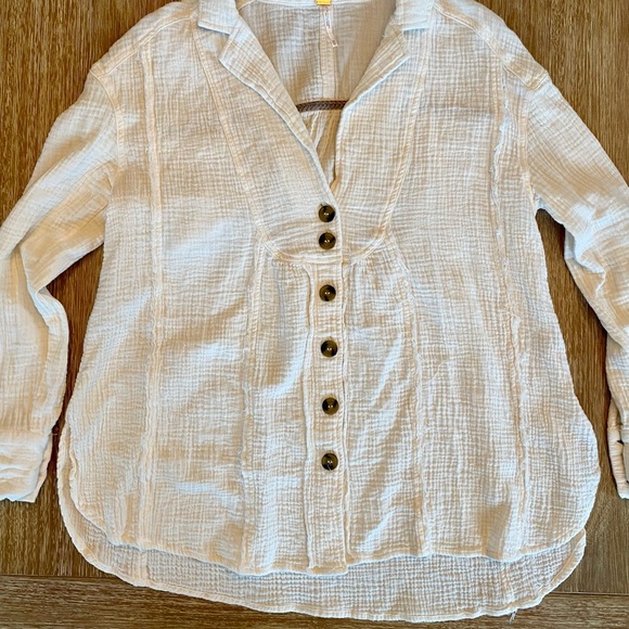 Free People Button Front Long Sleeve Tunic Top - Picture 4 of 14